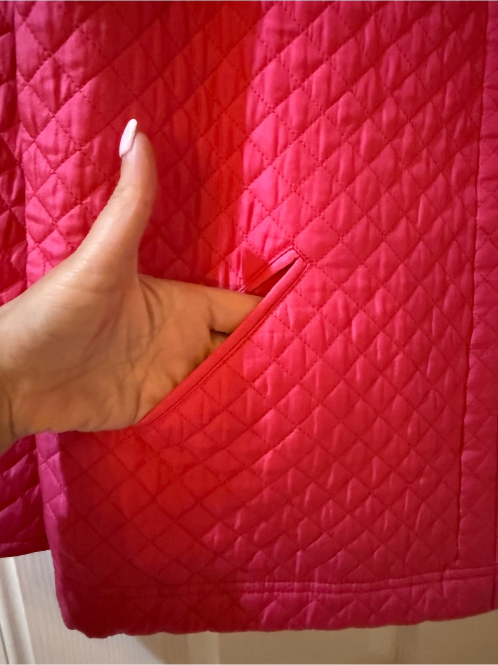 Quacker Factory 100% Silk Hot Pink Quilted Zip Jacket - Picture 3 of 6